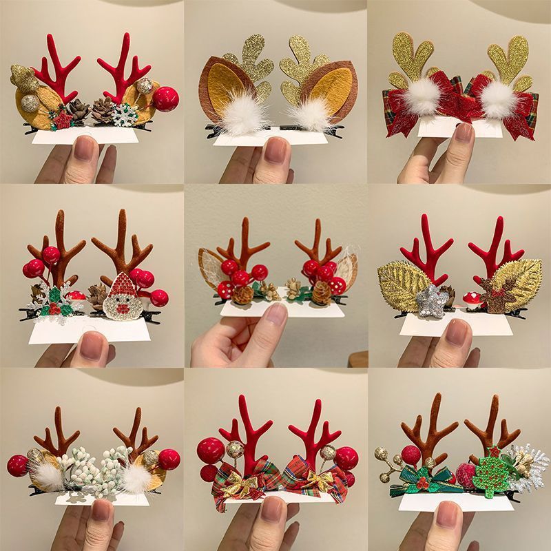 Wholesale Christmas Deer Antler Alloy Hair Clips